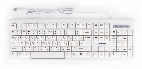 Клавиатура Gembird KB-8354U, USB, бежевый/белый, 104 клавиши, кабель 1,45м