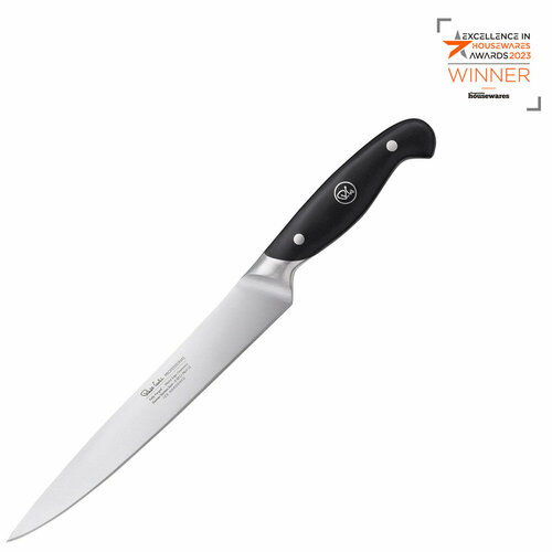 Нож кухонный для нарезки Robert Welch Professional из кованой высокоуглеродистой нержавеющей стали, 22 см, рукоять композит, черный, RWPSA2011V