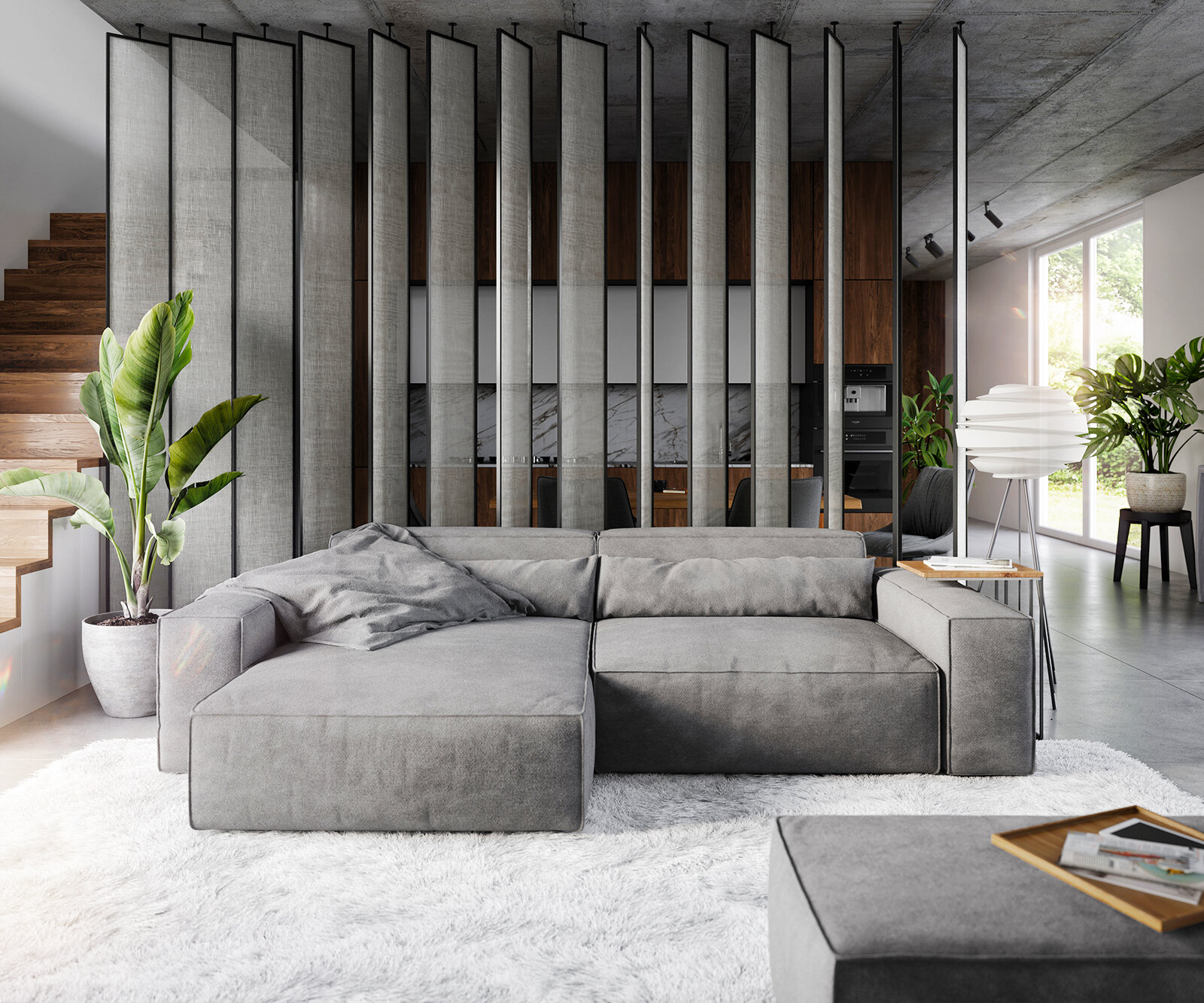 Харизма мебель Модульный диван угловой угловой с пуфом Мангуст-лофт мод3