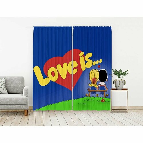 Комплект штор из блэкаута, Love is, 150/300 - 2 полотна
