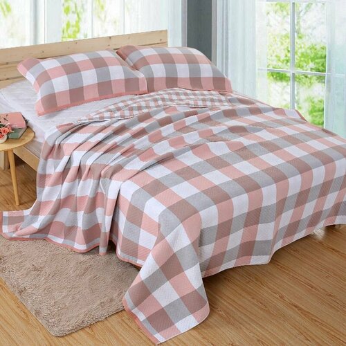 Покрывало хлопковое на кровать 150х200 Клетка