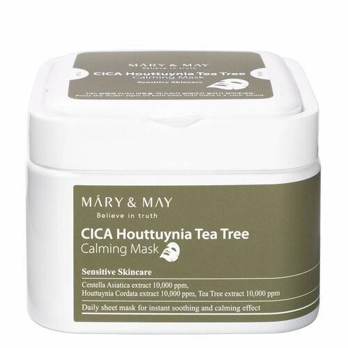 Набор тканевых масок успокаивающих 30 шт.| Mary&May Cica Houttuynia Tea Tree Calming Mask *30