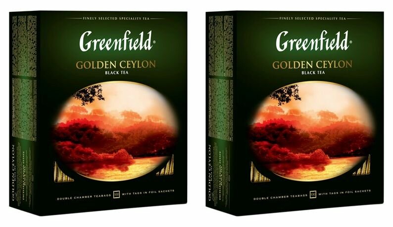 Greenfield Чай черный в пакетиках Golden ceylon, 100 штук по 2 г, 2 уп