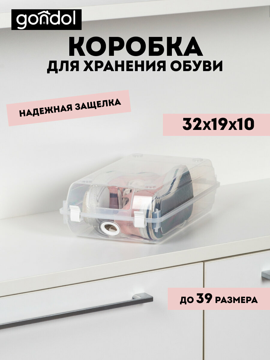 Коробка для хранения обуви 32х19х10см