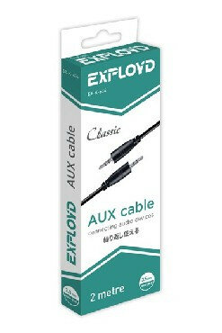 Кабель (EXPLOYD EX-K-634 AUX Jack 3,5mm (M) - Jack 3,5mm (M) круглый стерео аудио 2M чёрный Classic)