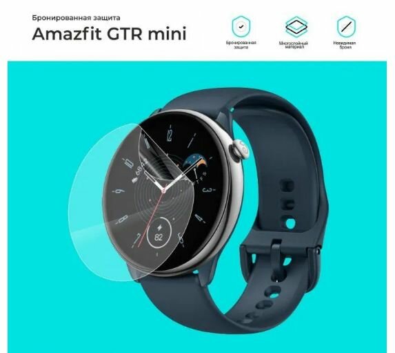 Гидрогелевая защитная пленка для смарт часов Amazfit GTR mini, бронепленка самовосстанавливающееся на часы, глянцевая (4 шт.)