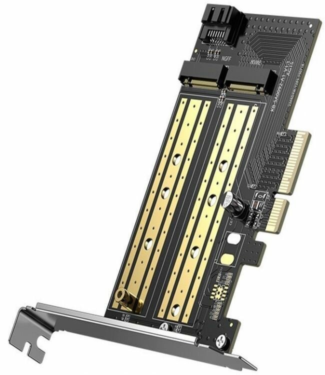 Адаптер-переходник UGREEN CM302 (70504) M.2 M-Key+M.2 B-Key to PCI-E 3.0 × 4 Expansion Card, черный