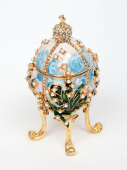 Сувенирная шкатулка IsmatDecor "Яйцо под Фаберже", металл, цвет голубой, для украшений