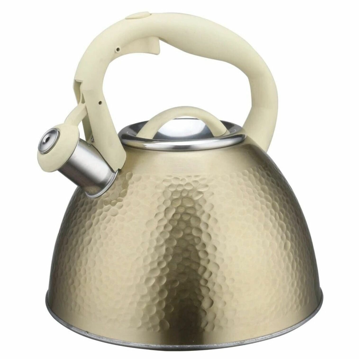 Чайник со свистком нержавеющая сталь 3 л Zeidan с толстым дном для газовой и индукционной плиты, бежевый 3 литра, нержавейка