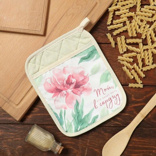 Прихватка-кармашек Этель Пионы 21х17см100 хл ватин 250гм2 419₽