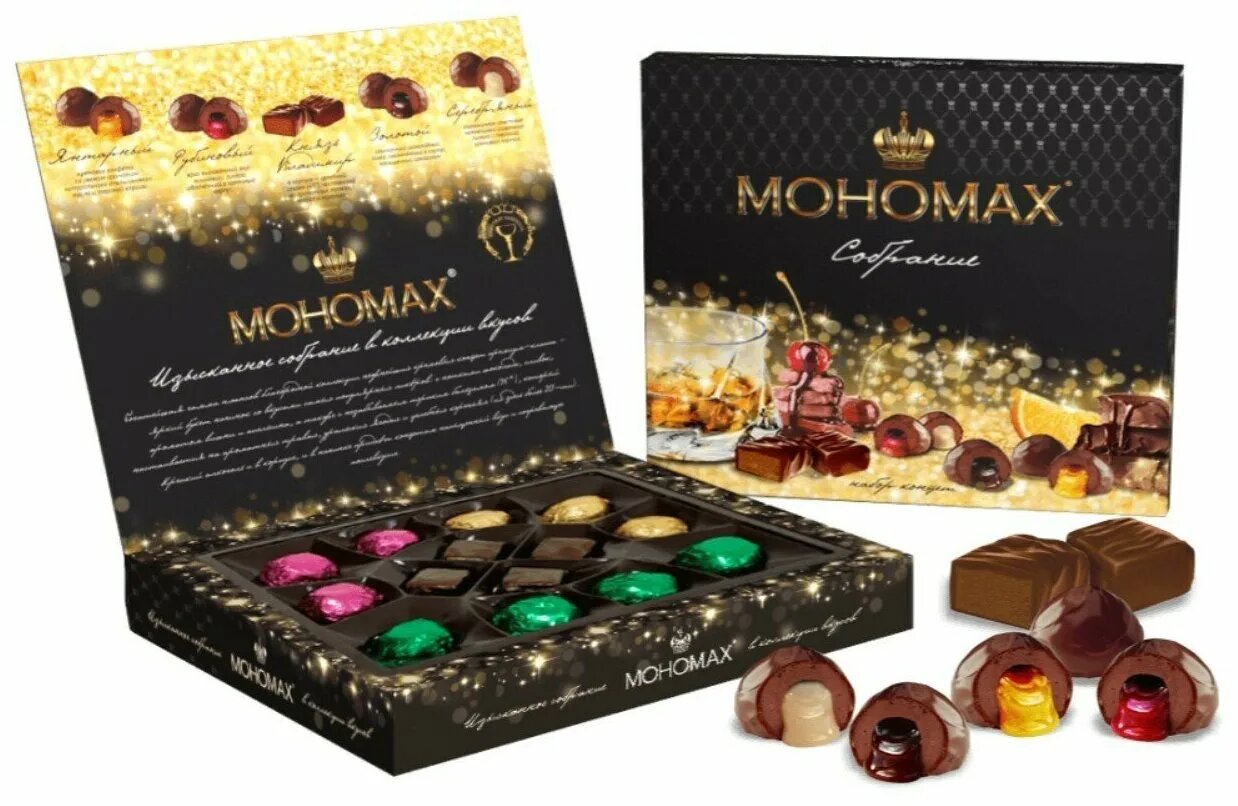 Шоколадные конфеты Мономах Собрание, ассорти, набор в коробке 240 г