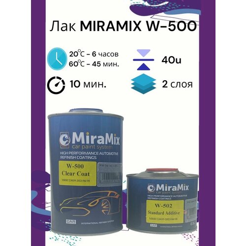 MIRAMIX Прозрачный лак W-500 MS, 1л+0,5 отвердитель W-502