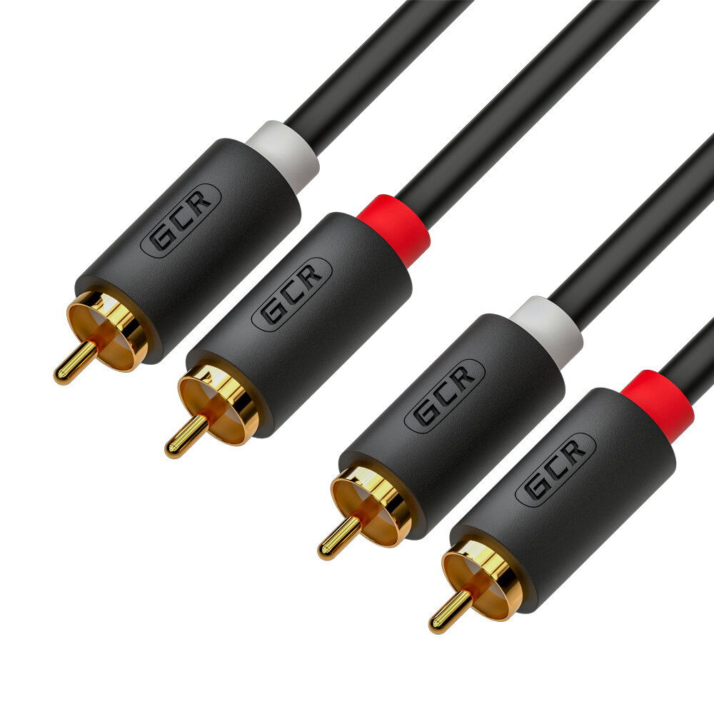 GCR Кабель 7.5m аудио 2 х RCA / 2 х RCA , Gold, черный, GCR-53117 GCR-53117