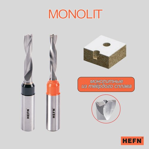 Сверло присадочное глухое монолитное 3х57 S 10x20 RH MONOLIT HEFN