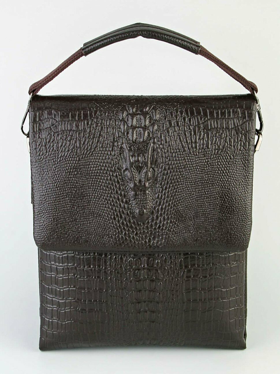 Сумка барсетка LeatherStyle Komfort, фактура под рептилию, коричневый — фото 1