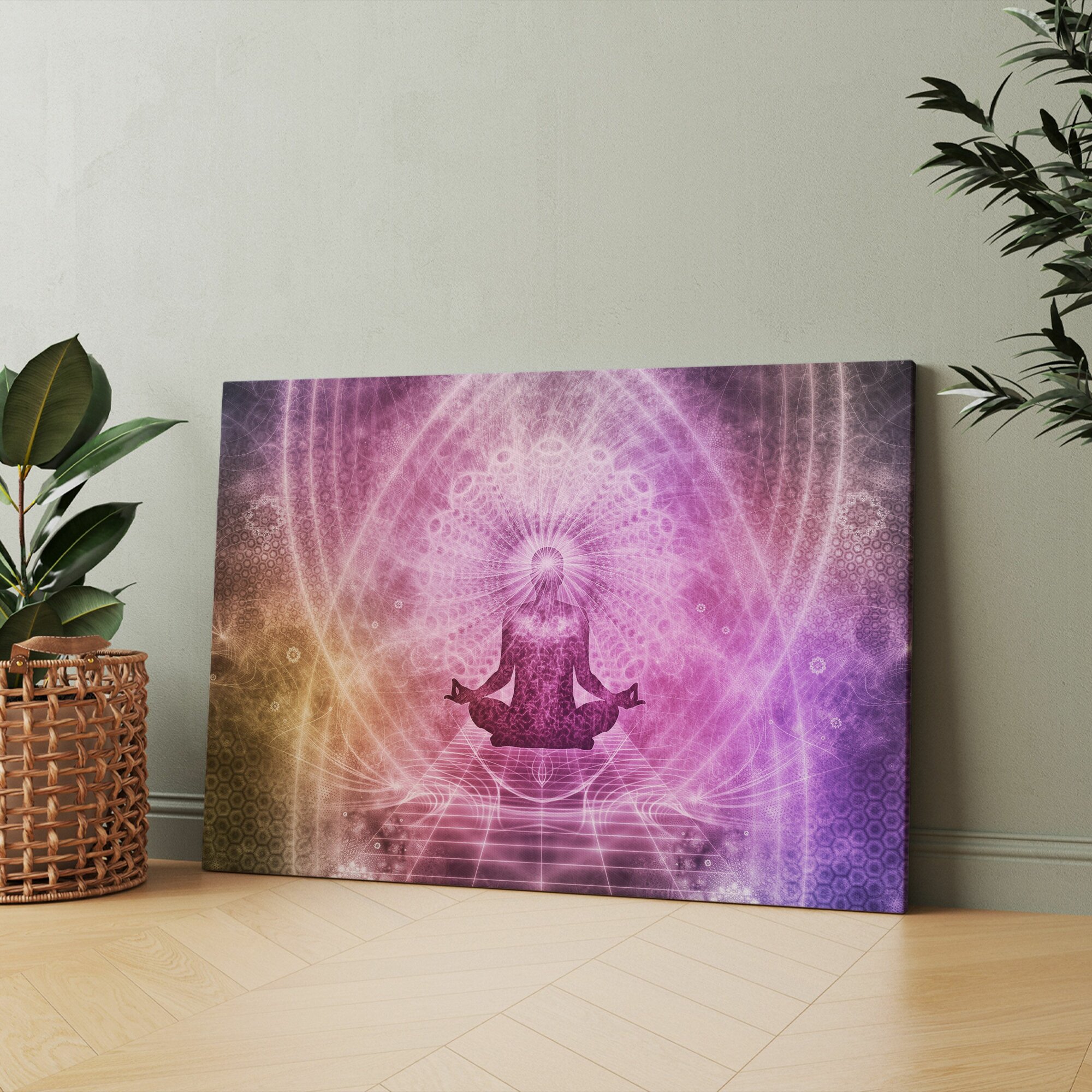 Картина на холсте (медитация чакры магическая энергия йога кундалини рейки) 20x30 см/для интерьера/в комнату/на стену/в подарок