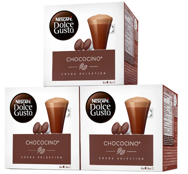 Горячий шоколад в капсулах Nescafe Dolce Gusto Chococino, 24 порций, 16 кап. в уп, 3 уп.