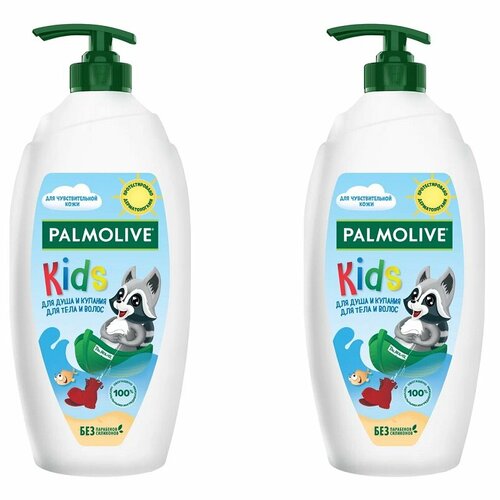 Гель для душа Palmolive Kids детский с маслом миндаля для тела и волос 3+, 600 мл, 2 шт.