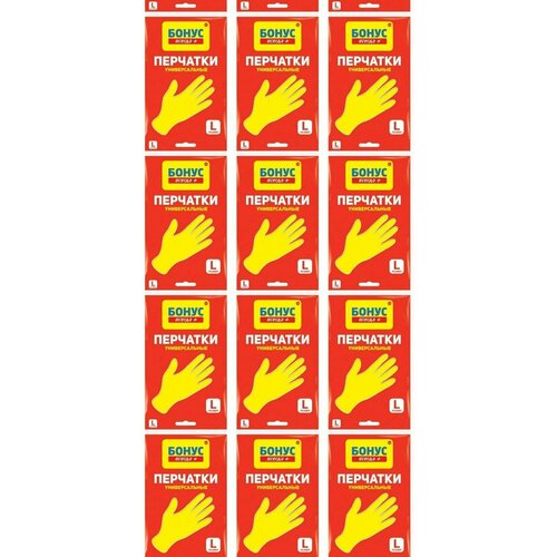 Bonus Перчатки латексные, Универсальные, размер L, 12 уп