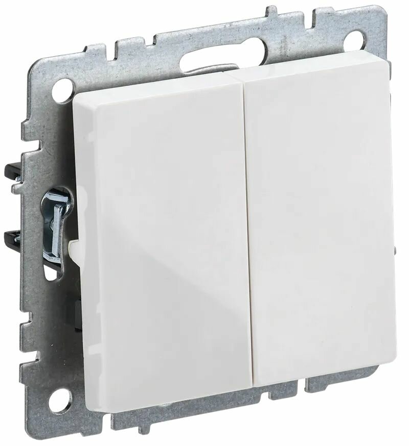 Выключатель 2-клавишный BRITE 10А скрытой установки белый IEK BR-V20-0-10-K01