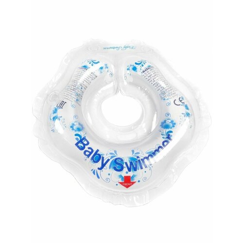 круг для купания Круг для купания новорожденных baby Swimmer на липучках для безопасного купания, гипоалергенный, от 3 до 12 кг, розовый пончик, диаметр под шею 8 см
