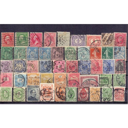 Набор старинных почтовых марок Разных стран 1878-1930 года. Гашеные. Не частые, 47 штук. набор гербовых марок рсфср 1923 года чистые гашеные не частые 10 штук