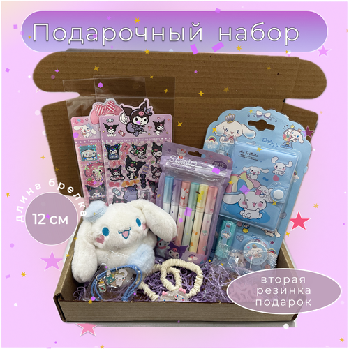 Подарочный набор Hello Kitty с мягким брелком sanrio my melody kuromi cinnamoroll печать штамп детская учетная запись круглый мультяшный милый китти штамп цвет фотоигрушка