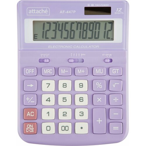 Калькулятор настольный полноразмерный Attache AF-447P,12р, дв. пит, фиол