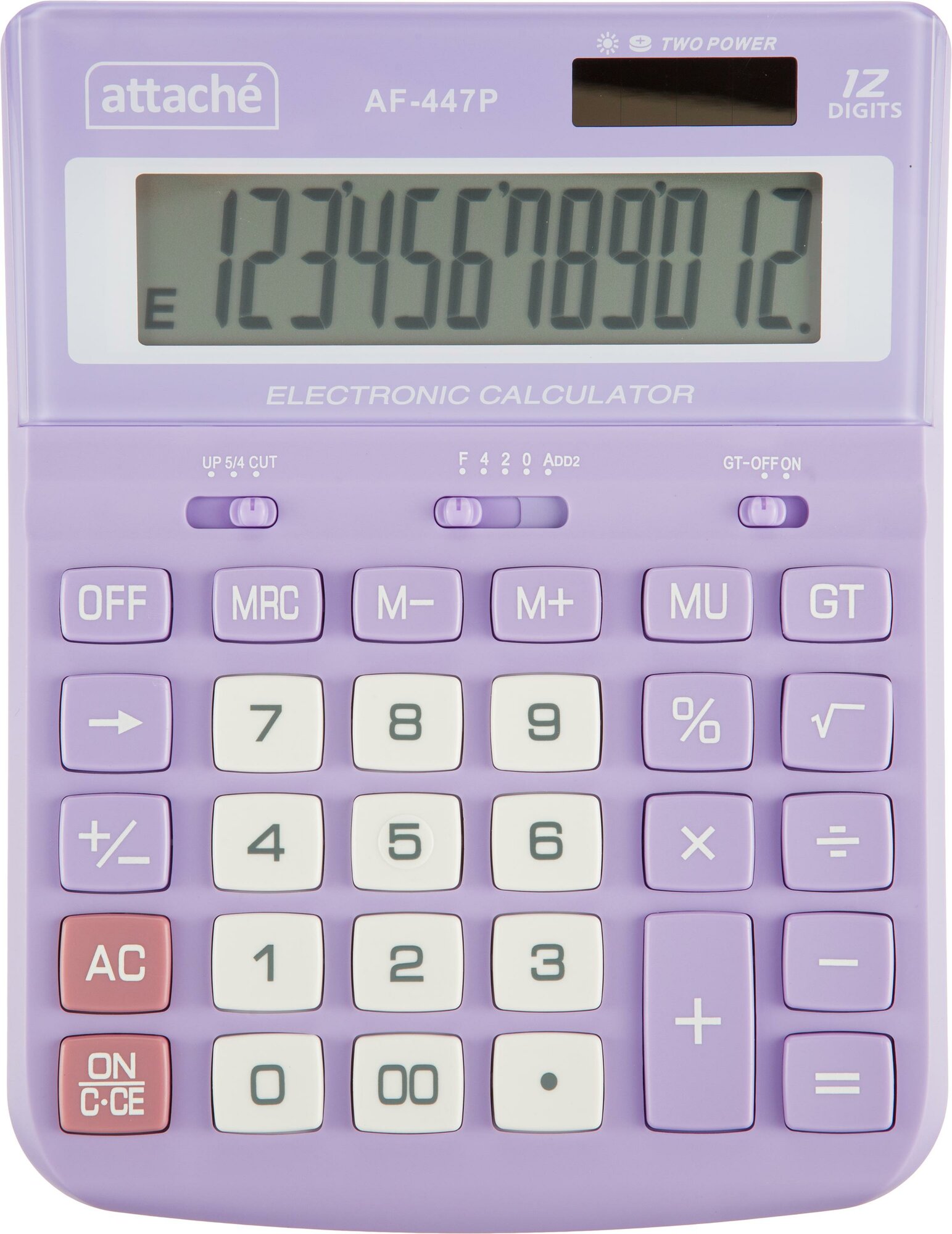 Калькулятор настольный полноразмерный Attache AF-447P12р дв. пит фиол