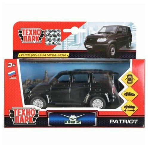 Машина металл. UAZ Patriot черный (12см) откр. дв, багаж, инерц, в/к SB-17 машина honda cr v черный 12см откр дв багаж в к