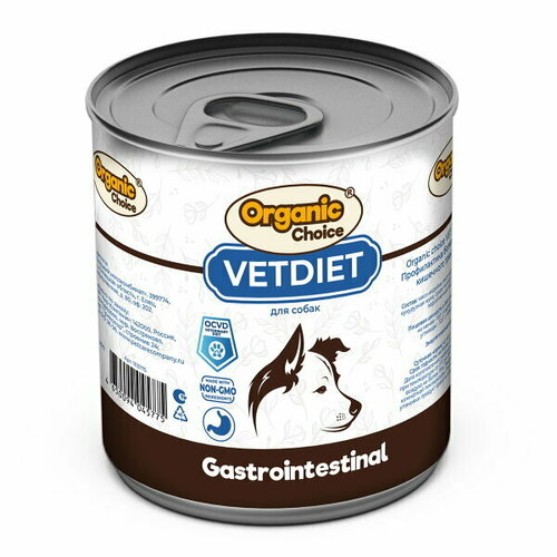 Organic Сhoice VET Gastrointestinal влажный корм для собак, профилактика болезней ЖКТ (12шт в уп) 340 гр молоко цельное пастеризованное эконива organic 3 3 6% 1 л