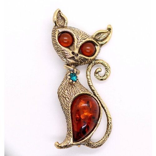 Брошь Yantar-shop, янтарь, золотистый