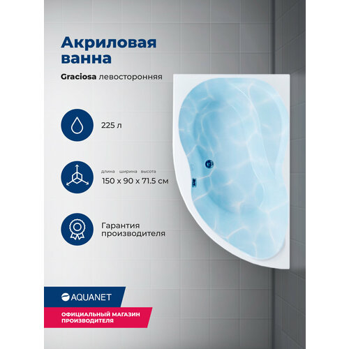 Акриловая ванна Aquanet Graciosa 150x90 L белая (с каркасом)