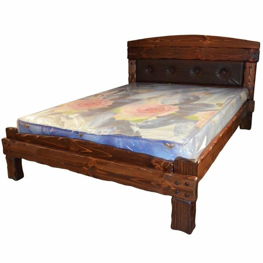 Кровать деревянная ммк-древ "Барон 2" мягкая спинка 90*200 старый орех