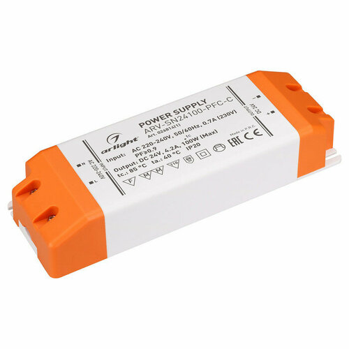 Блок питания ARV-SN24100-PFC-C 24V 42A 100W Arlight IP20 Пластик 3 года 7128₽