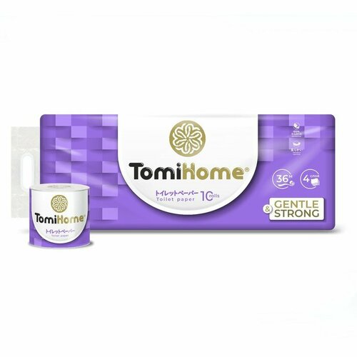 Туалетная бумага TomiHome, 36 м, 4 слоя, 10 рулонов (комплект из 2 шт)