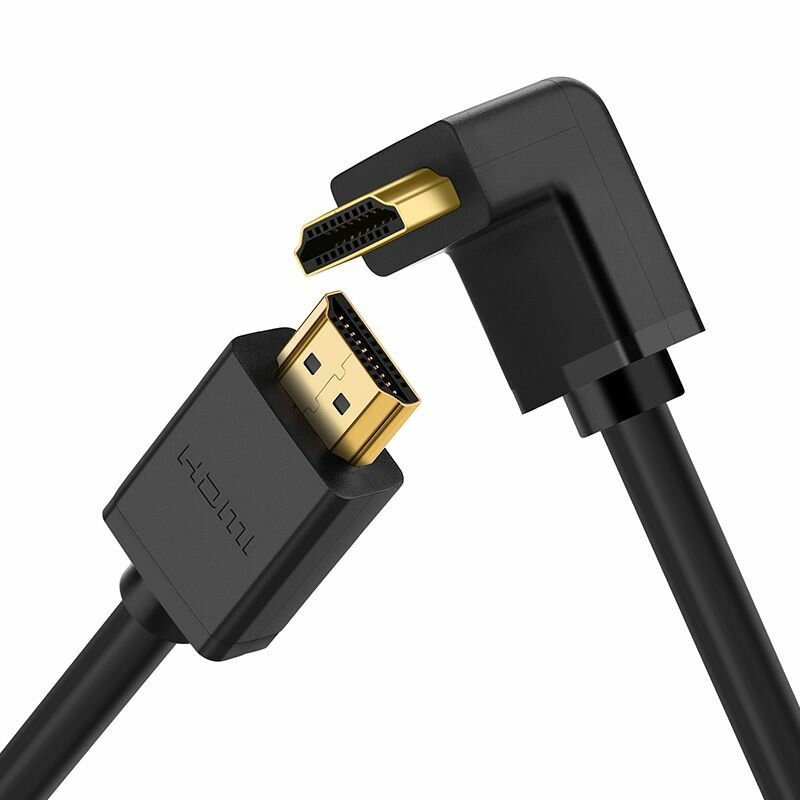 фото Кабель угловой UGREEN HD103 (10173) HDMI Male To Male Right Angle 90 Degree Cable (угол направо). Длина: 2м. Цвет: черный
