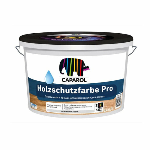 Краска CAPAROL Holzschutzfarbe Pro эластичная трещиностойкая для дерева, База 3 бесцветная 8.46 л
