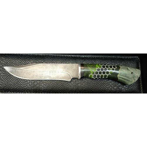 Нож кованый Бизон зеленый сталь ХВ5 рукоять стабилизированная карельская береза/акрилат