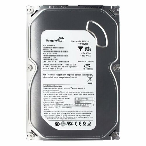 Жесткий диск Seagate 9CY012 160Gb 7200 IDE 3.5 HDD жесткий диск seagate st3160023a 160gb 7200 ide 3 5 hdd