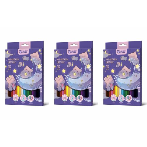 Schoolformat Набор цветных карандашей, Микс для девочек, 18 цветов, 3 уп. creativiki набор цветных карандашей двухсторонние 24 цветов шестигранные корпус деревянный картонная упаковка 3 уп