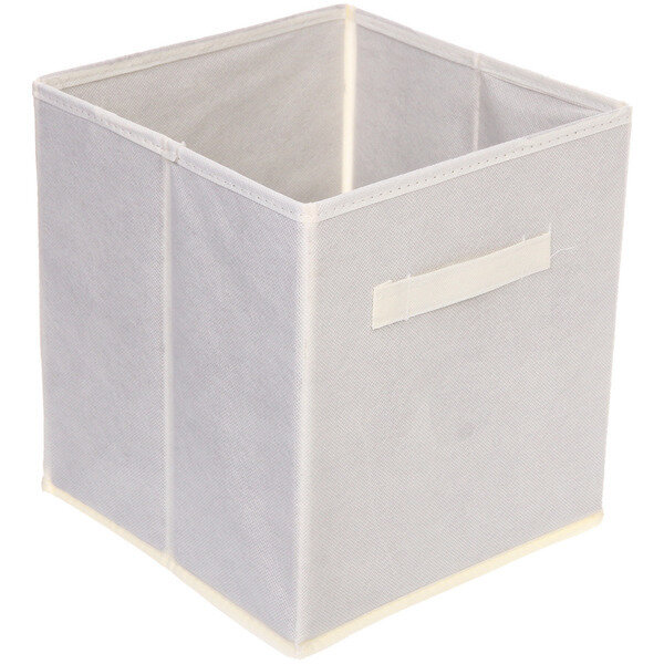 фото Короб - органайзер складной стеллажный для хранения вещей с ручками «ДОМания», цвет слоновая кость, 26,5*26,5*28см (лейбл)