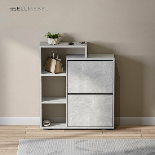 Обувница серая, обувница с полками, обувница с ящиками