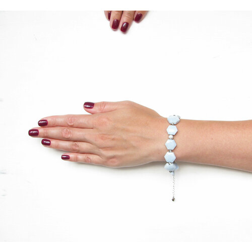 Жесткий браслет Irina Moro, опал, 1 шт., размер 18 см, размер one size, голубой, серебристый браслет с опалом