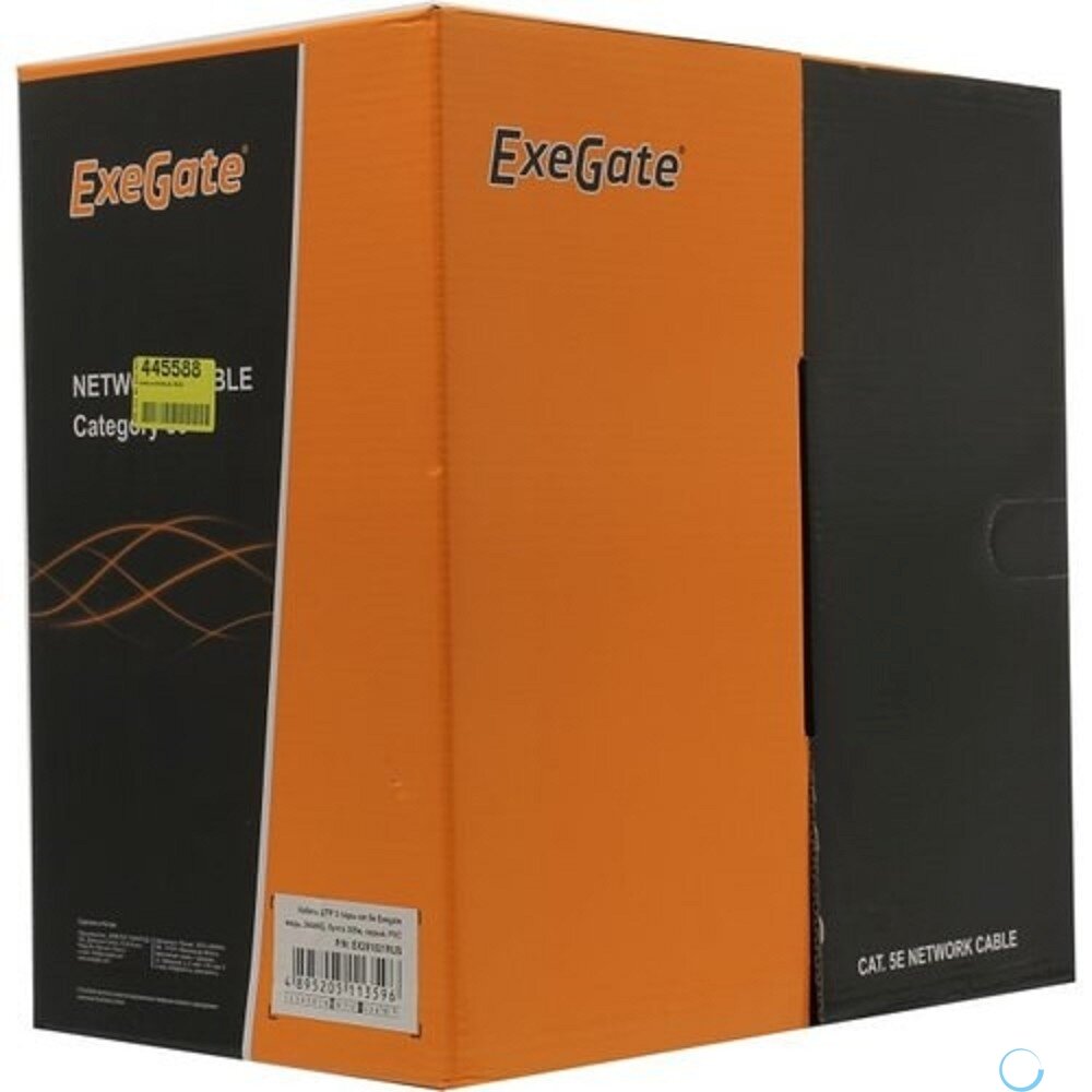 Кабель витая пара U/UTP 5e кат. 2 пары Exegate EX281821RUS медь, 24AWG, бухта 305м, серый, PVC - фото №4