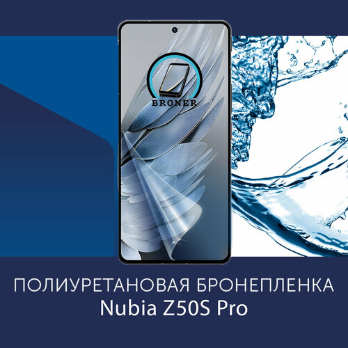 Полиуретановая бронепленка для ZTE Nubia Z50S Pro 2 штуки Защитная плёнка на экран совместима с чехлом с вырезом под камеру Матовая 1490₽