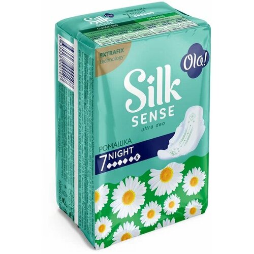 Прокладки гигиенические Ola! Silk Sense Ultra Night Ромашка 7 шт прокладки ola ultra night шелковистая поверхность ультратонкие 7 шт