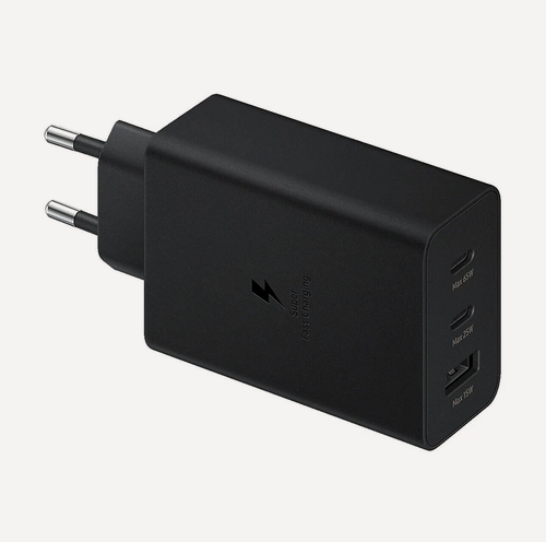 Изображение товара Зарядное устройство Power Adapter Trio 65W для SAMSUNG / 3 порта (USB-C 65Вт) (USB-C 25 Вт) (USB-A 15 Вт) / Быстрая зарядка 65W для устройств SAMSUNG