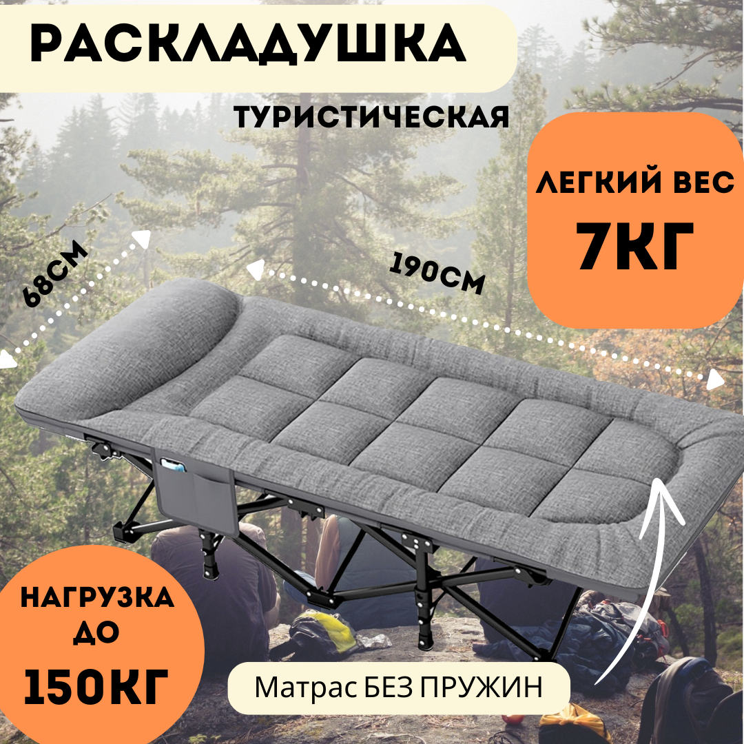 фото Раскладушка туристическая 190х70см