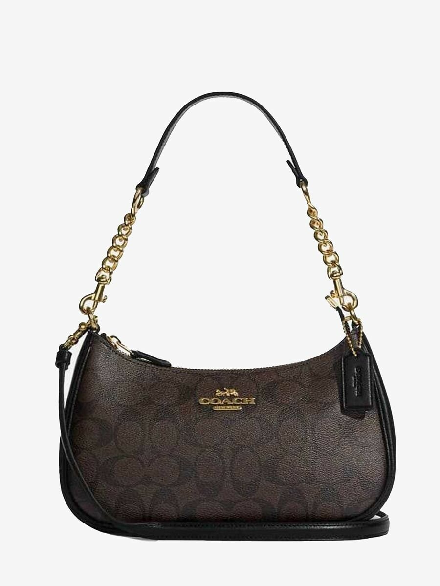 фото Сумка женская COACH Teri Shoulder Bag In Signature Canvas CA548 GOLD/BROWN BLACK